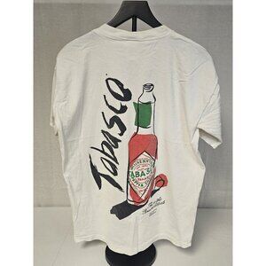 Vintage 1995 Signal Artwear White Tabasco Sauce Large Graphic T-Shirt Mens Lg